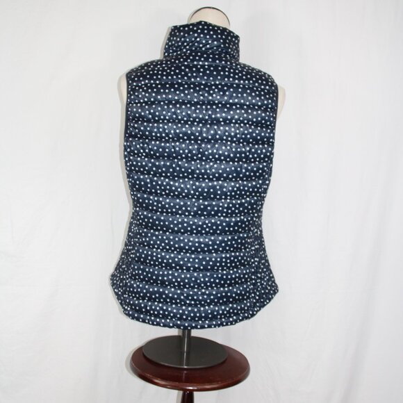 TOMMY HILFIGER Women's Polka Dots Puffer Vest Navy and White, Size M Lightweight - Picture 6 of 9